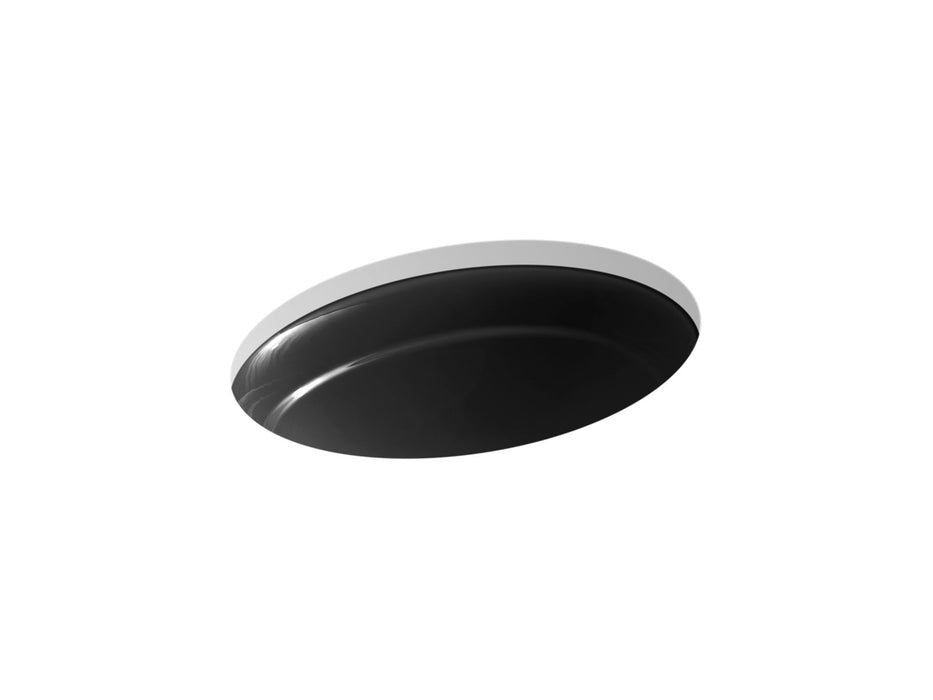 KOHLER K-2824 Serif 20-3/4" oval undermount bathroom sink, no overflow, black black