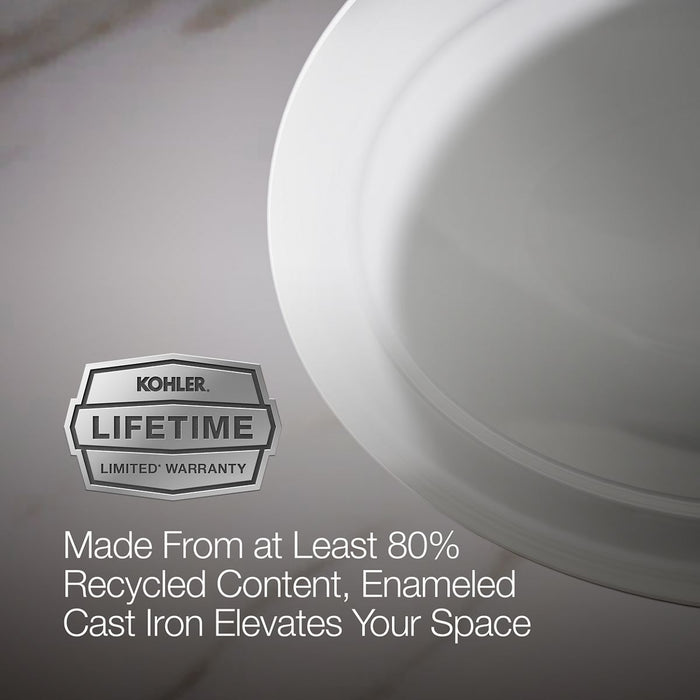 KOHLER K-2824 Serif 20-3/4" oval undermount bathroom sink, no overflow, white - view 3