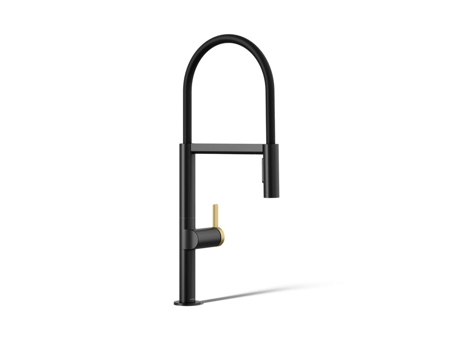 KOHLER K-28267 Components Semi-professional kitchen sink faucet with two-function sprayhead, matte black with brushed...