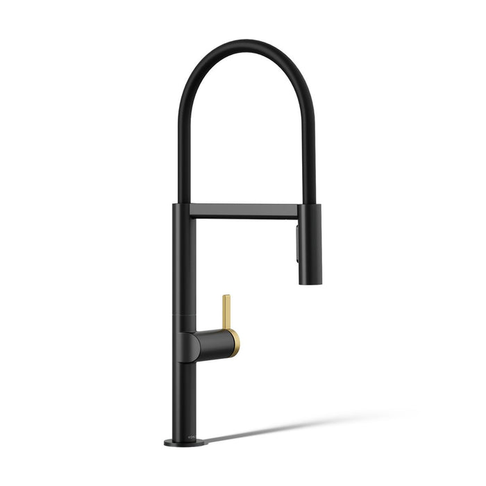 KOHLER K-28267 Components Semi-professional kitchen sink faucet with two-function sprayhead, matte black with brushed...
