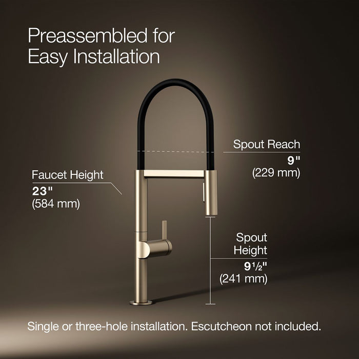KOHLER K-28267 Components Semi-professional kitchen sink faucet with two-function sprayhead