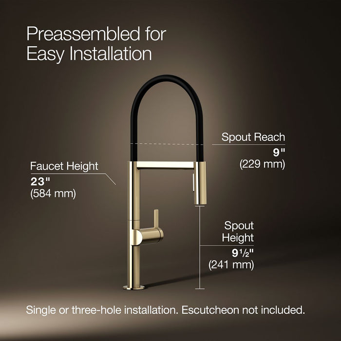 KOHLER K-28267 Components Semi-professional kitchen sink faucet with two-function sprayhead, vibrant french gold - view 5