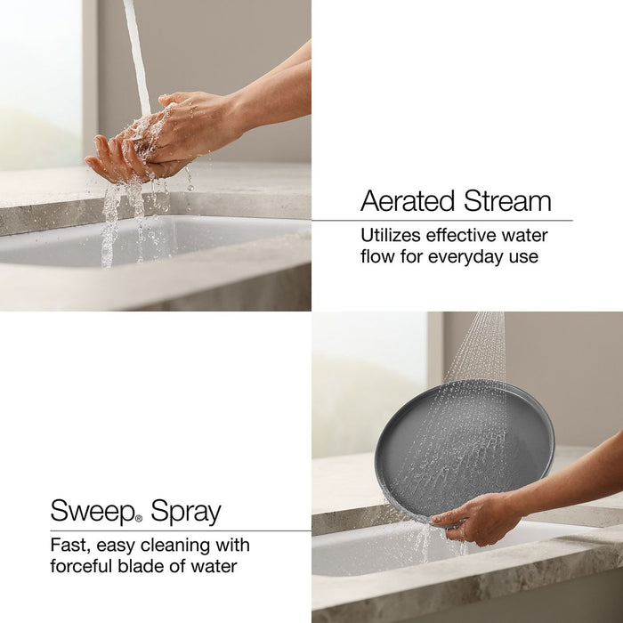 KOHLER K-28270 Components Touchless pull-down kitchen sink faucet with two-function sprayhead, matte black with brushed...