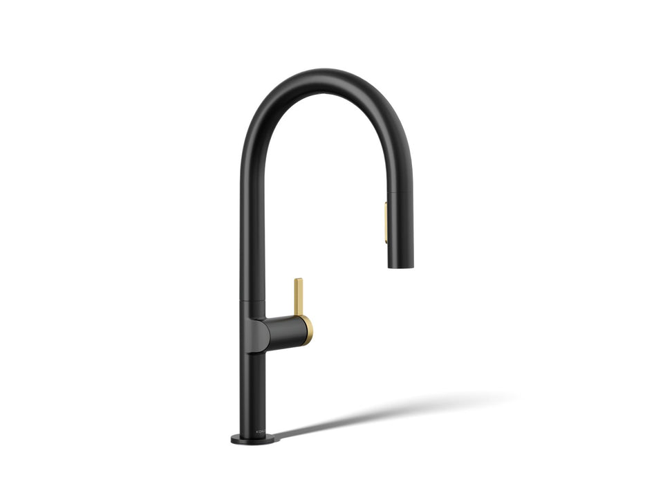 KOHLER K-28270-RT2 Components Touchless pull-down kitchen sink faucet with two-function sprayhead, matte black with...