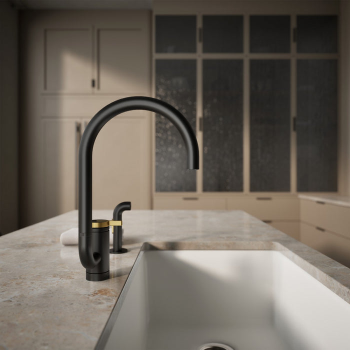 KOHLER K-28272 Components Single-handle kitchen sink faucet with two-function extended-reach spout and side sprayer