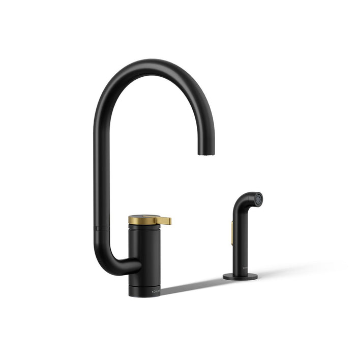 KOHLER K-28272 Components Single-handle kitchen sink faucet with two-function extended-reach spout and side sprayer,...