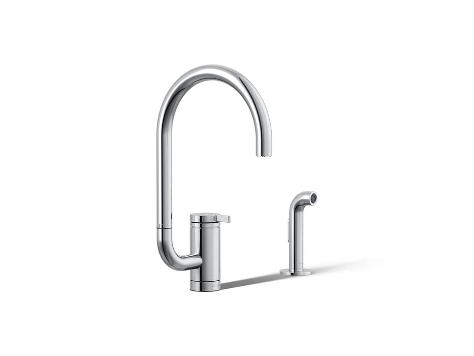 KOHLER K-28272 Components Single-handle kitchen sink faucet with two-function extended-reach spout and side sprayer
