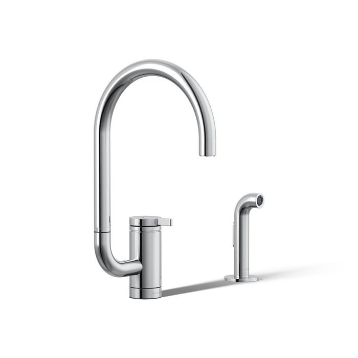 KOHLER K-28272 Components Single-handle kitchen sink faucet with two-function extended-reach spout and side sprayer