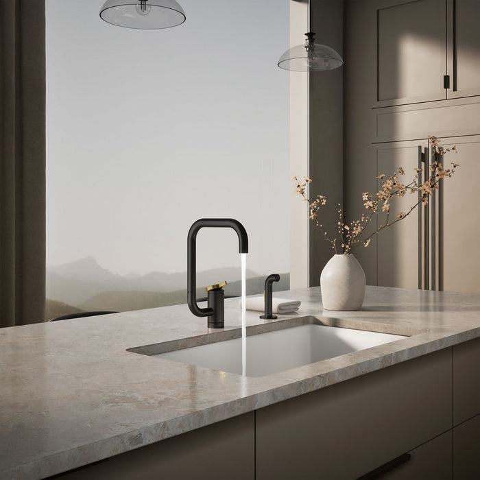 KOHLER K-28274 Components Single-handle kitchen sink faucet with two-function extended-reach spout and side sprayer,...