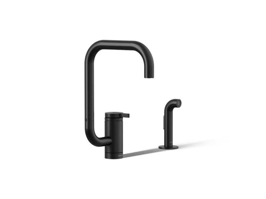 KOHLER K-28274 Components Single-handle kitchen sink faucet with two-function extended-reach spout and side sprayer,...