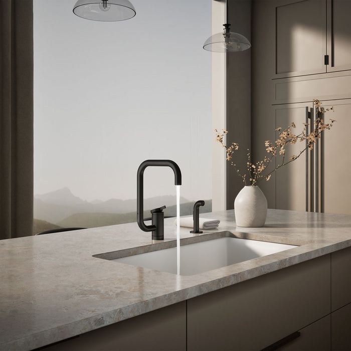 KOHLER K-28274 Components Single-handle kitchen sink faucet with two-function extended-reach spout and side sprayer,...
