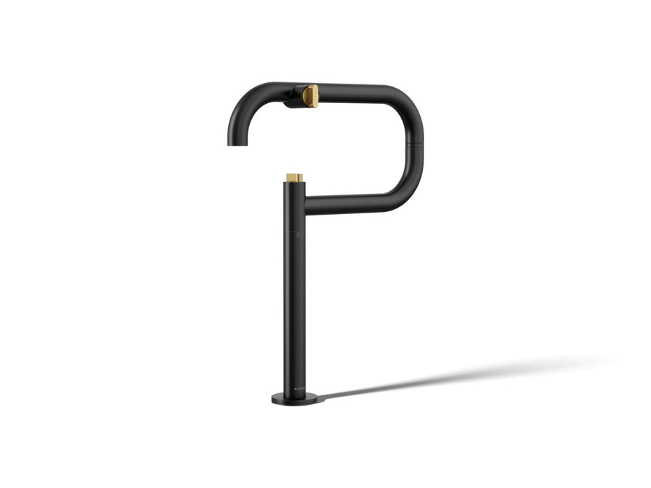 KOHLER K-28275 Components Deck-mount pot filler, matte black with brushed moderne brass