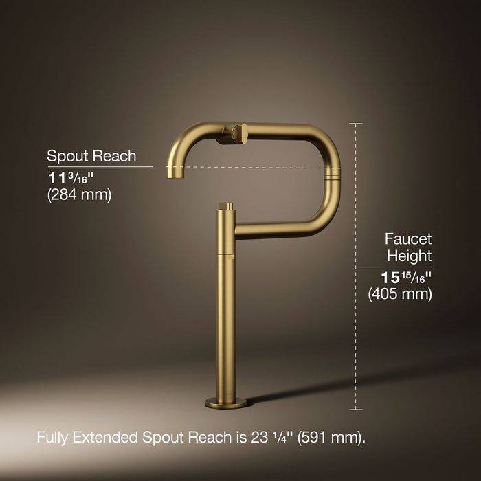 KOHLER K-28275 Components Deck-mount pot filler, vibrant brushed moderne brass - view 4