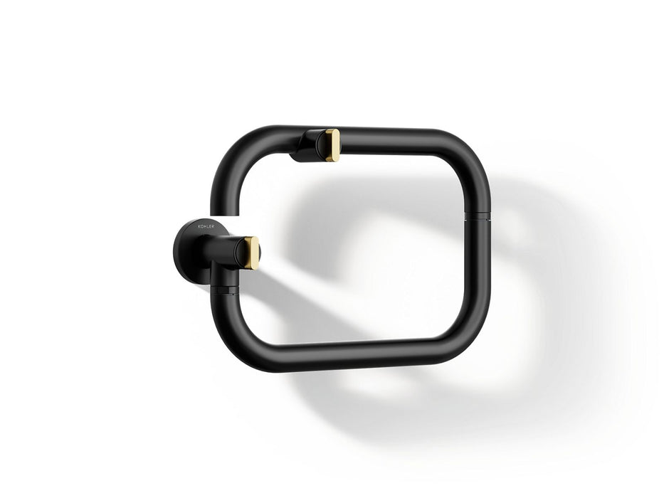 KOHLER K-28276 Components Wall-mount pot filler, matte black with brushed moderne brass