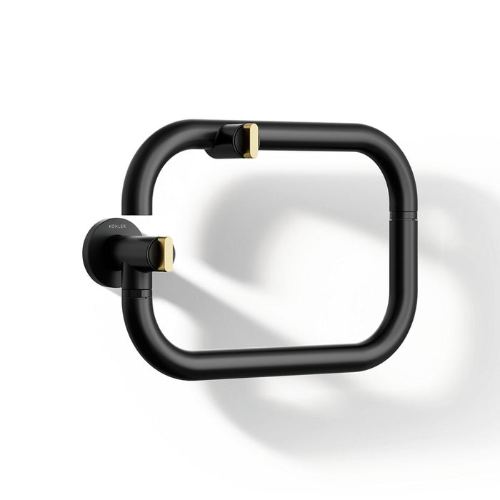 KOHLER K-28276 Components Wall-mount pot filler, matte black with brushed moderne brass - view 3