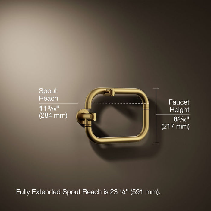 KOHLER K-28276 Components Wall-mount pot filler, vibrant brushed moderne brass - view 4