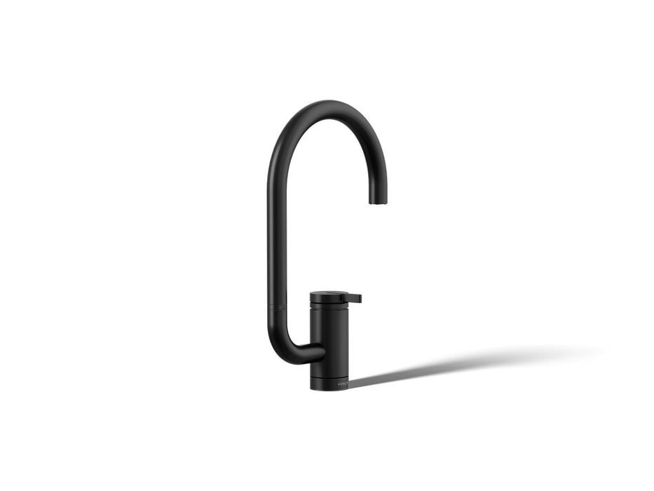 KOHLER K-28277 Components Single-handle bar sink faucet with two-function extended-reach spout, matte black