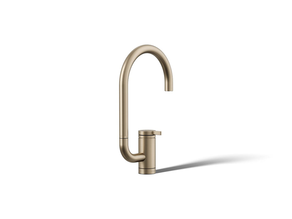 KOHLER K-28277 Components Single-handle bar sink faucet with two-function extended-reach spout, vibrant brushed bronze