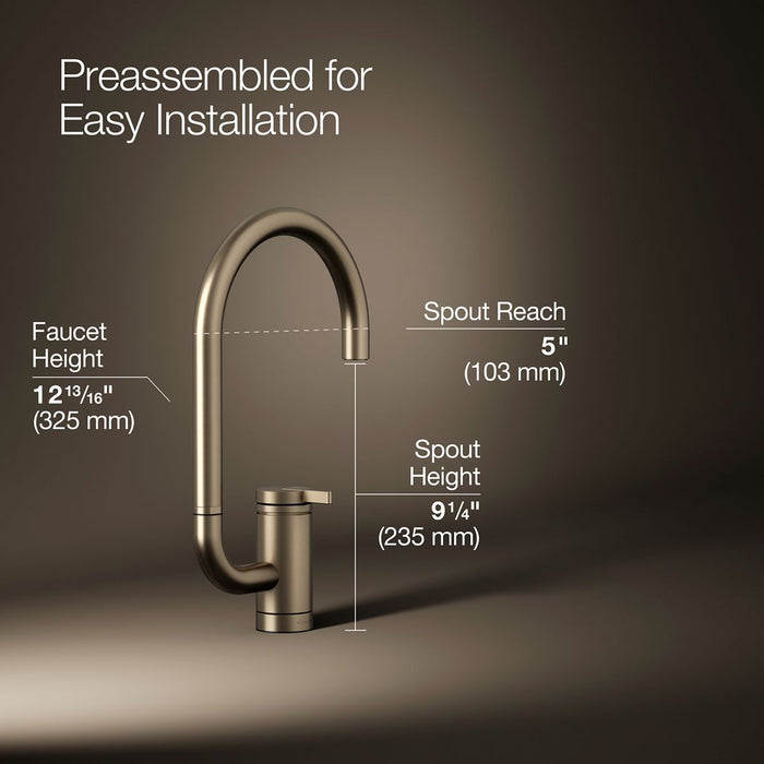 KOHLER K-28277 Components Single-handle bar sink faucet with two-function extended-reach spout