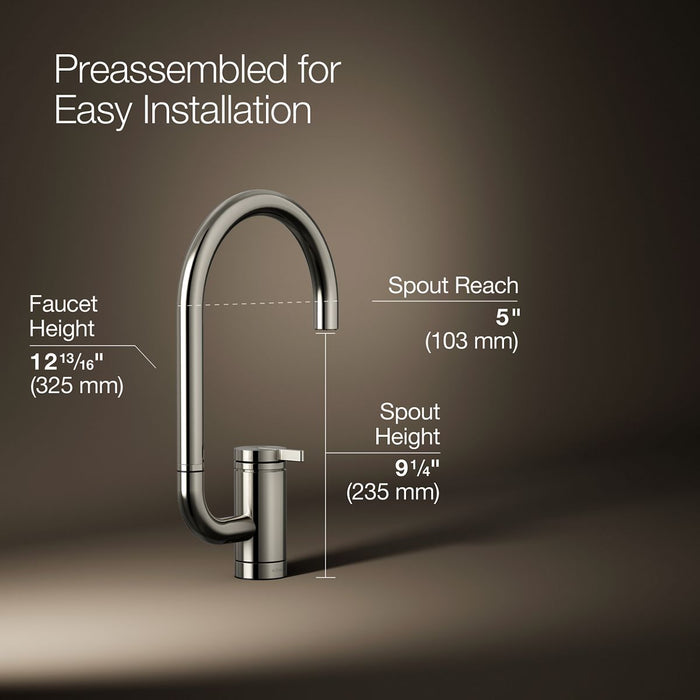 KOHLER K-28277 Components Single-handle bar sink faucet with two-function extended-reach spout