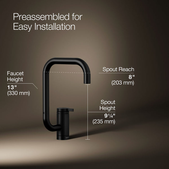 KOHLER K-28290 Components Single-handle bar sink faucet with two-function extended-reach spout, matte black - view 5