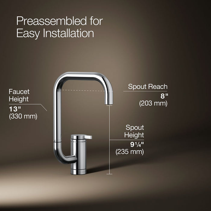 KOHLER K-28290 Components Single-handle bar sink faucet with two-function extended-reach spout