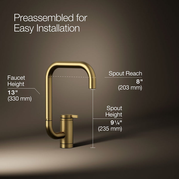 KOHLER K-28290 Components Single-handle bar sink faucet with two-function extended-reach spout, vibrant brushed moderne...