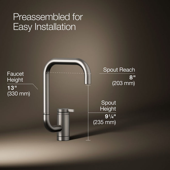 KOHLER K-28290 Components Single-handle bar sink faucet with two-function extended-reach spout