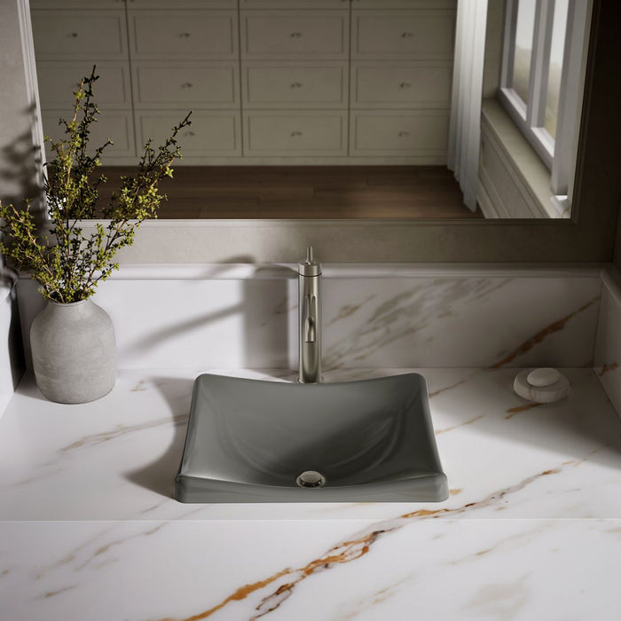 KOHLER K-2833 DemiLav 18-1/4" rectangular vessel bathroom sink, no overflow, thunder grey - view 4