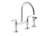 KOHLER K-28356 Edalyn by Studio McGee Two-hole bridge kitchen sink faucet with side sprayer, polished chrome