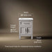 3/4 view of product with dimensions
