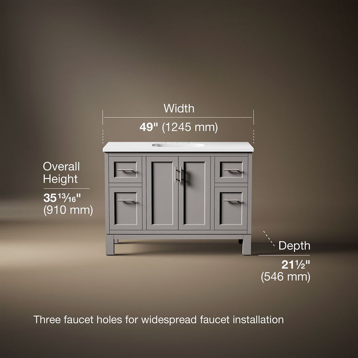 3/4 view of product with dimensions
