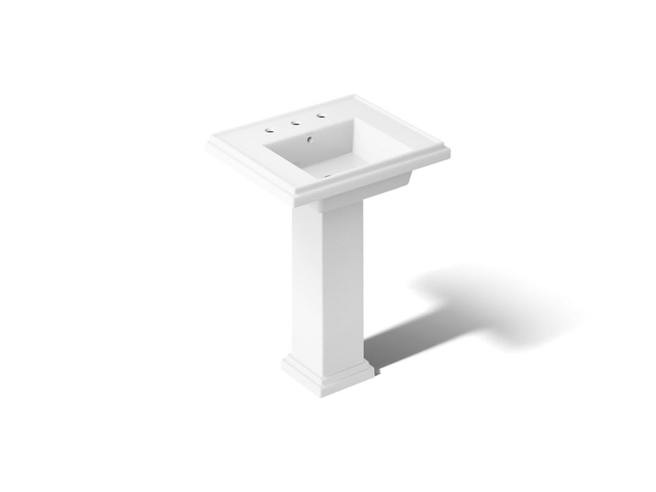 KOHLER K-2844-8 Tresham 24" Square Pedestal Bathroom Sink, White - 3/4 view of product
