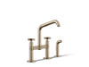 KOHLER K-28665-3 Billet Two-hole bridge kitchen sink faucet with side sprayer, vibrant brushed bronze