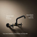 KOHLER K-28666-3 Billet Two-hole wall-mount bridge kitchen sink faucet, matte black with brushed moderne brass - view 4