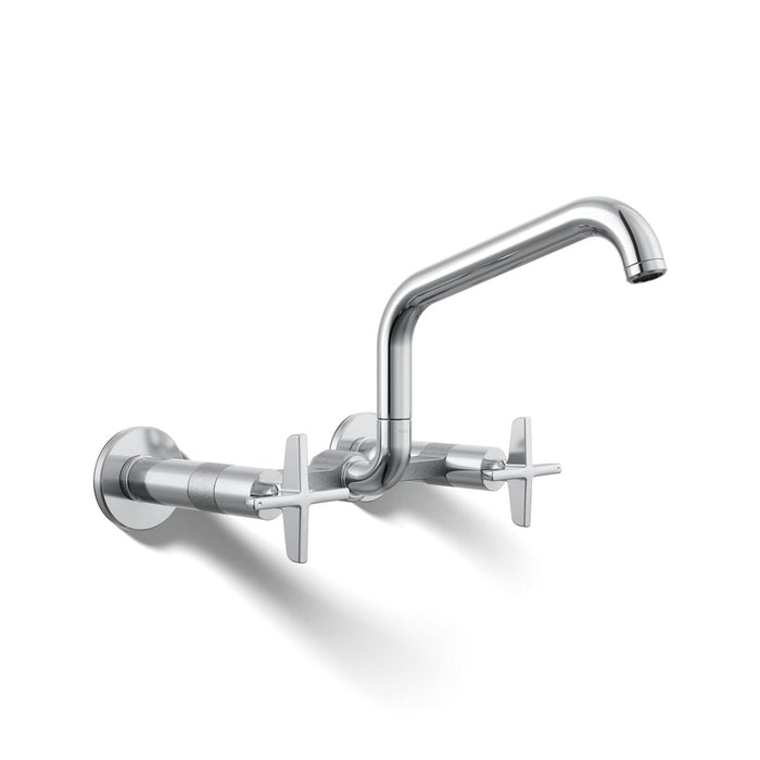 KOHLER K-28666-3 Billet Two-hole wall-mount bridge kitchen sink faucet