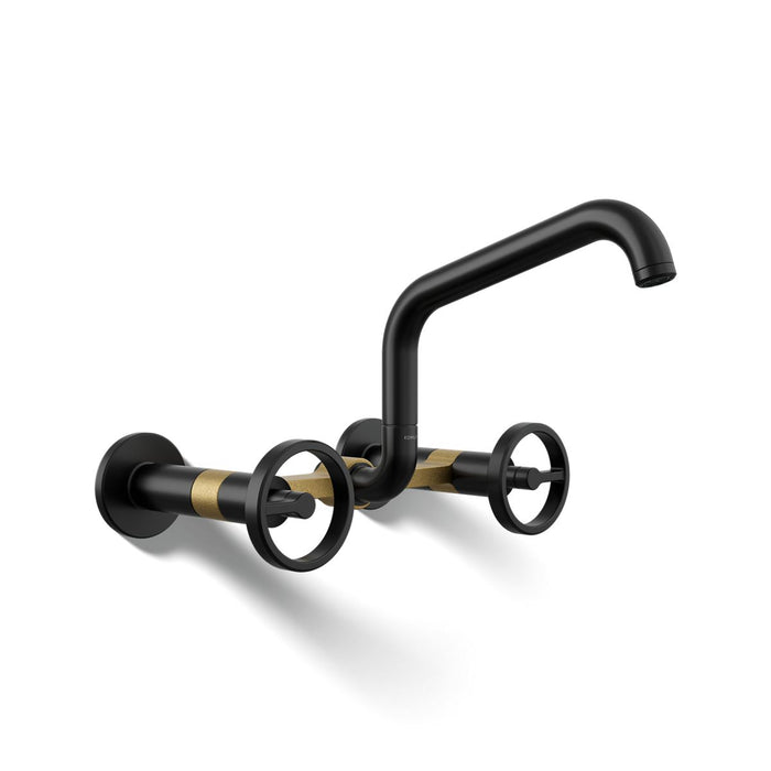 KOHLER K-28666-9 Billet Two-hole wall-mount bridge kitchen sink faucet
