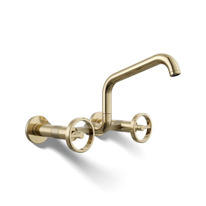 KOHLER K-28666-9 Billet Two-hole wall-mount bridge kitchen sink faucet, vibrant french gold - view 5