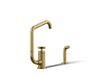 KOHLER K-28667-3 Billet Single-handle bar sink faucet with two-function extended-reach spout and side sprayer, vibrant...