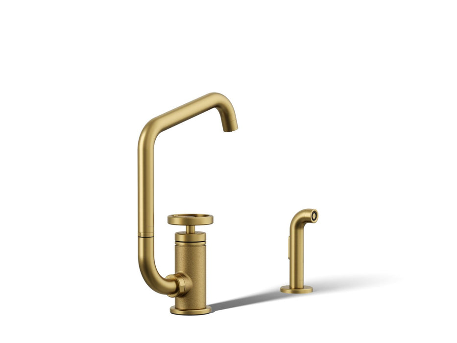 KOHLER K-28667-9 Billet Single-handle bar sink faucet with two-function extended-reach spout and side sprayer, vibrant...