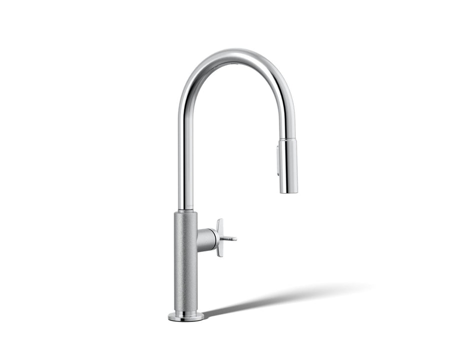 KOHLER K-28669-3 Billet Pull-down kitchen sink faucet with two-function sprayhead, polished chrome