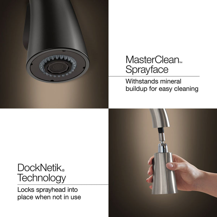 KOHLER K-28669-3 Billet Pull-down kitchen sink faucet with two-function sprayhead