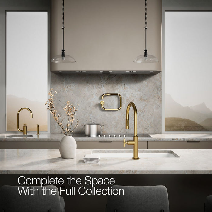 KOHLER K-28669-3 Billet Pull-down kitchen sink faucet with two-function sprayhead