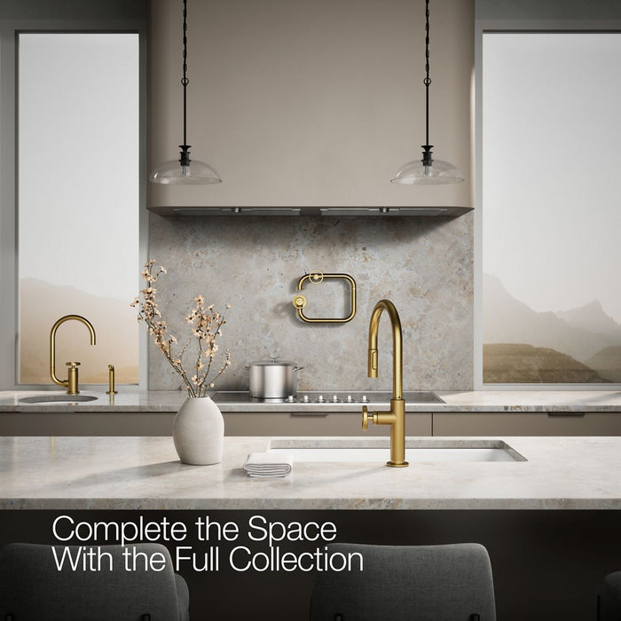 KOHLER K-28669-9 Billet Pull-down kitchen sink faucet with two-function sprayhead, vibrant brushed moderne brass - view 5