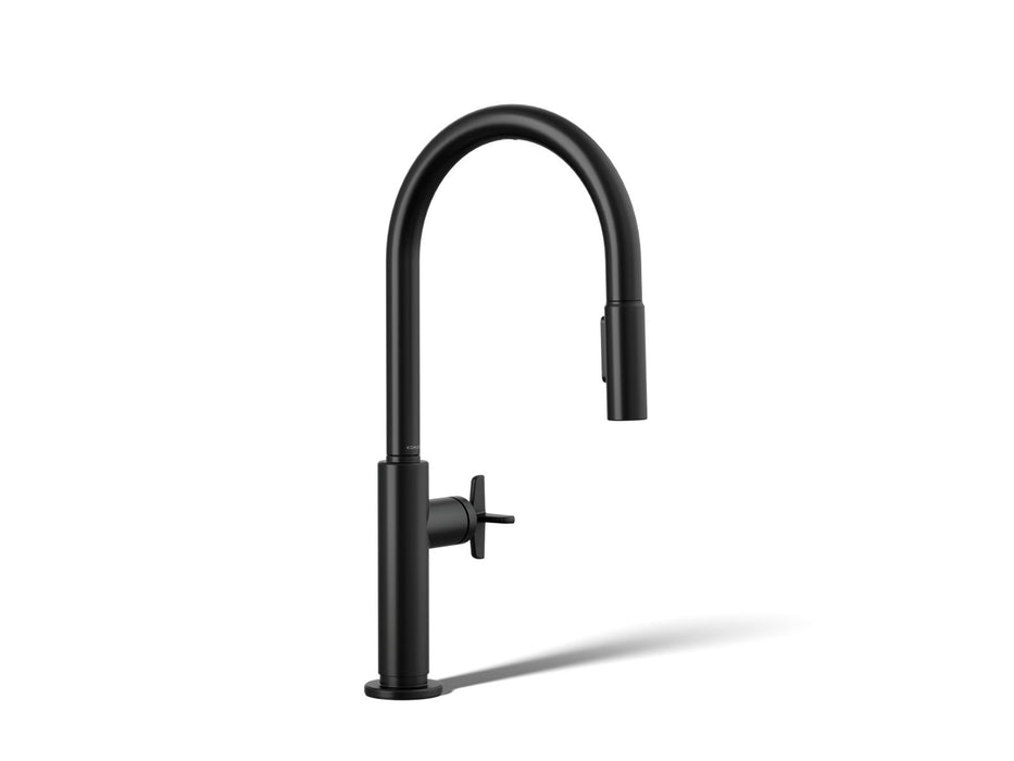 KOHLER K-28670-3RT2 Billet Touchless pull-down kitchen sink faucet with two-function sprayhead, matte black