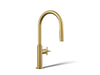 KOHLER K-28670-3RT2 Billet Touchless pull-down kitchen sink faucet with two-function sprayhead, vibrant brushed moderne brass