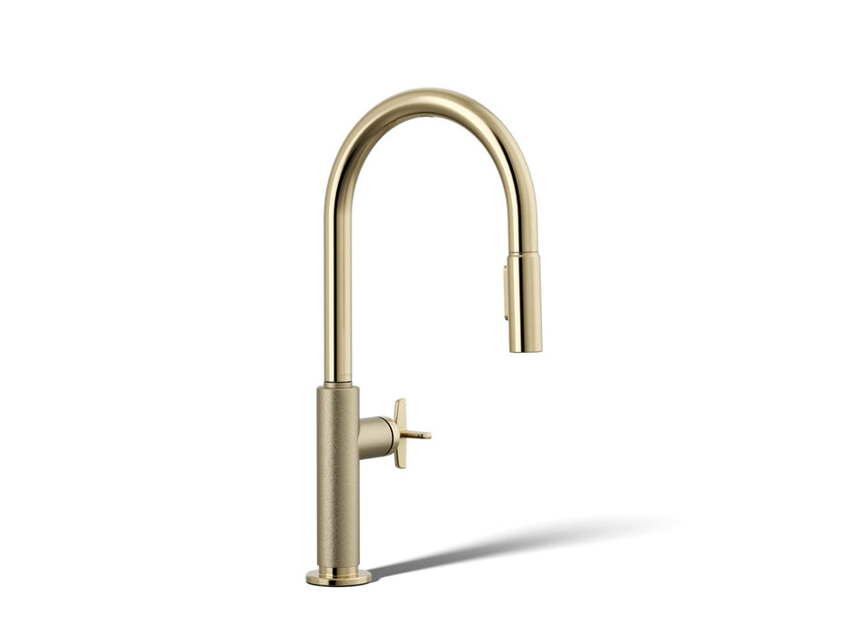 KOHLER K-28670-3RT2 Billet Touchless pull-down kitchen sink faucet with two-function sprayhead