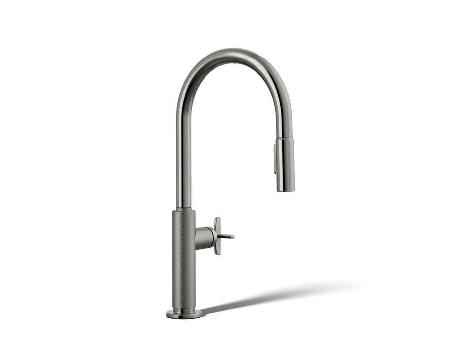 KOHLER K-28670-3RT2 Billet Touchless pull-down kitchen sink faucet with two-function sprayhead, vibrant titanium