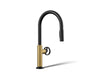 KOHLER K-28670-9RT2 Billet Touchless pull-down kitchen sink faucet with two-function sprayhead, matte black with brushed...