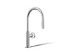 KOHLER K-28670-9RT2 Billet Touchless pull-down kitchen sink faucet with two-function sprayhead, polished chrome
